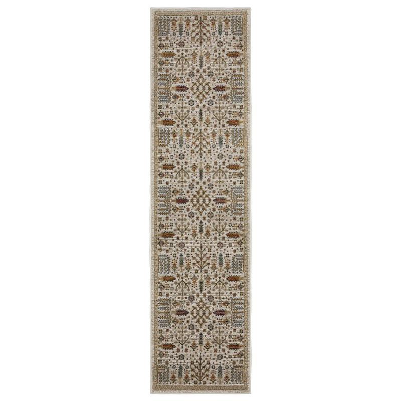 Andorra 2449B Ivory/Gold Indoor Area Rug - 2'3" x 8'