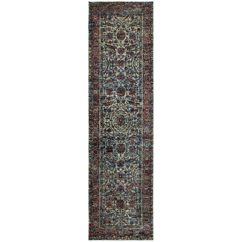 Andorra 6846B Blue/ Purple Indoor Area Rug - 2'3" x 8'