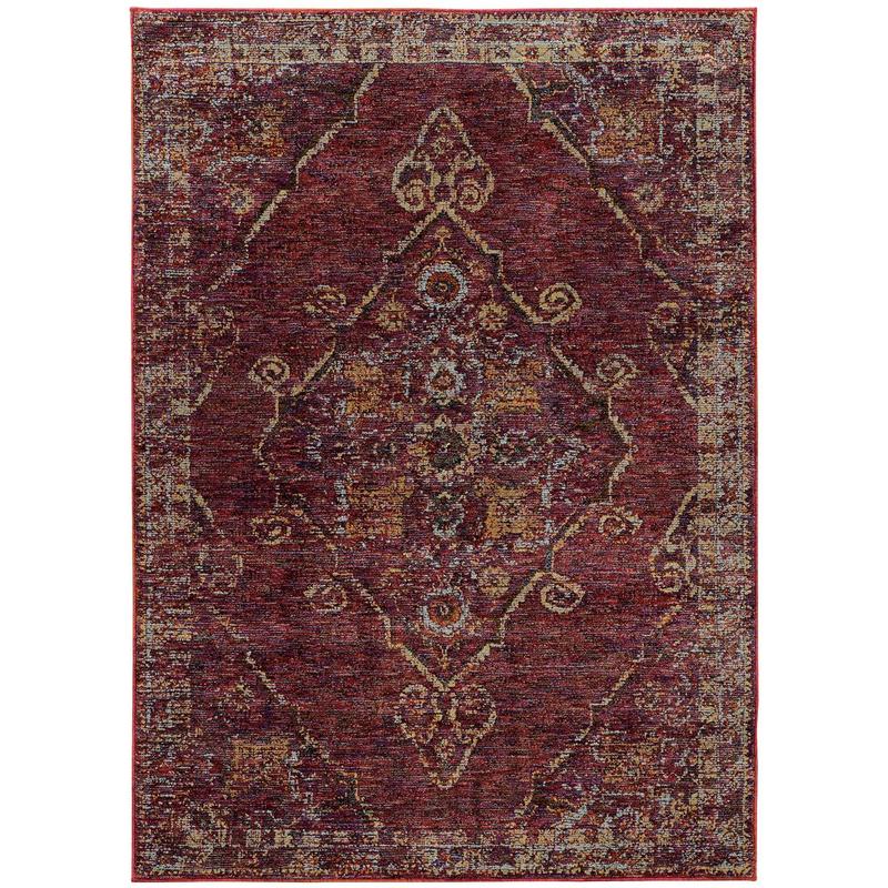 Andorra 7135E Red/ Gold Indoor Area Rug - 1'10" x 3'2"