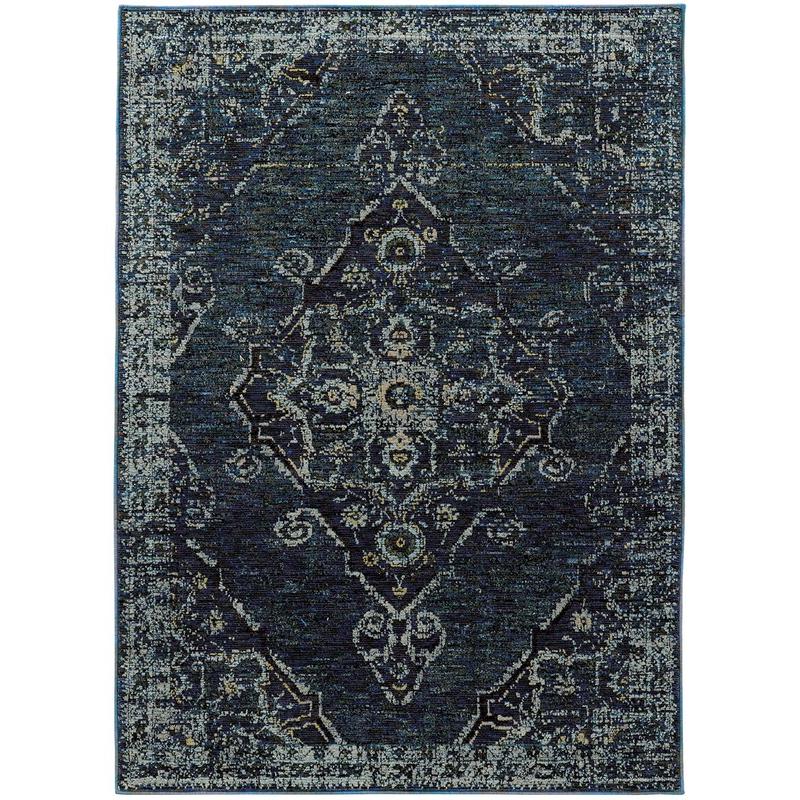 Andorra 7135F Blue/ Light Blue Indoor Area Rug - 1'10" x 3'2"