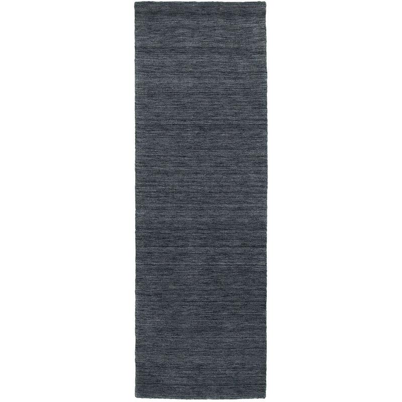Aniston 27106 Navy Hand-crafted Wool Area Rug - 2'6" x 8'