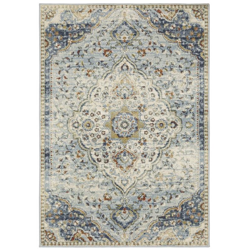 Branson BR01A Blue/ Multi Indoor Area Rug - 5'3" x 7'3"