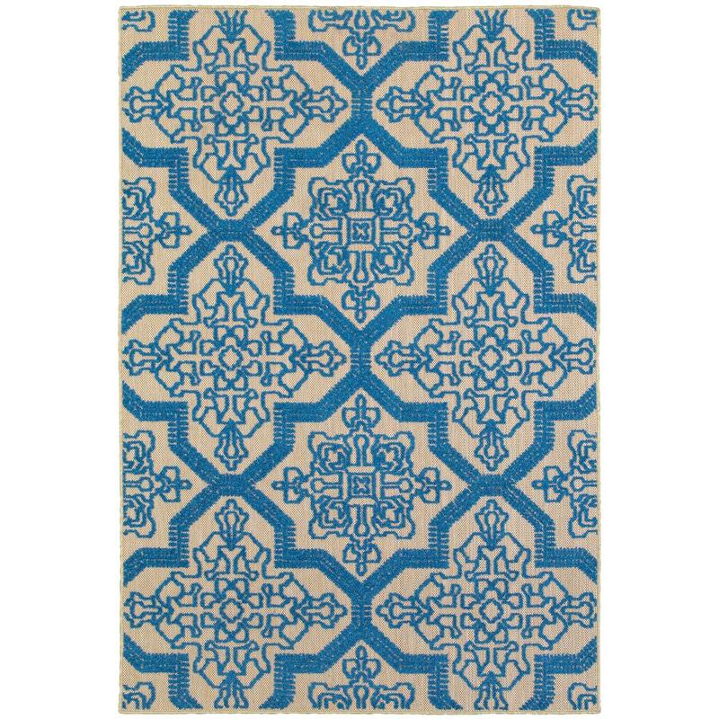 Cayman 2541M Sand/ Blue Indoor/Outdoor Area Rug - 1'10" x 3'3"