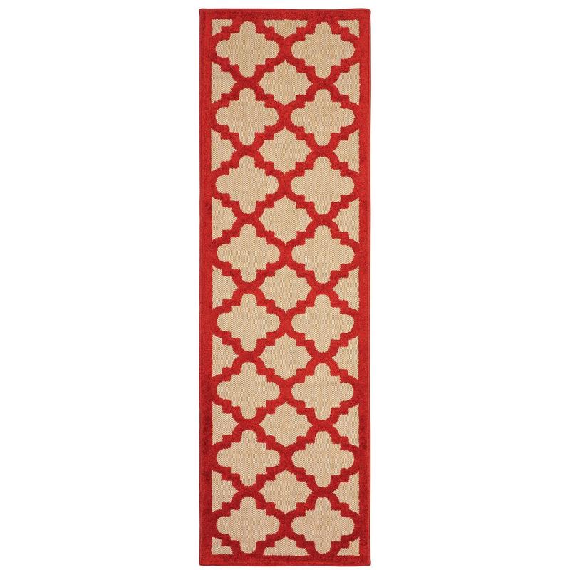 Cayman 660R9 Sand/ Red Indoor/Outdoor Area Rug - 2'3" x 7'6"