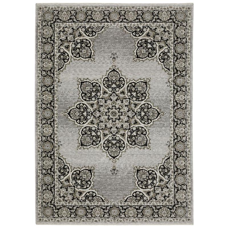 Chamberlain CH11L Grey/ Black Indoor Area Rug - 3'3" x 5'