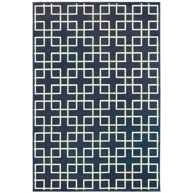 Ellerson 6140B Navy/ Ivory Indoor Area Rug - 9'10" x 12'10"