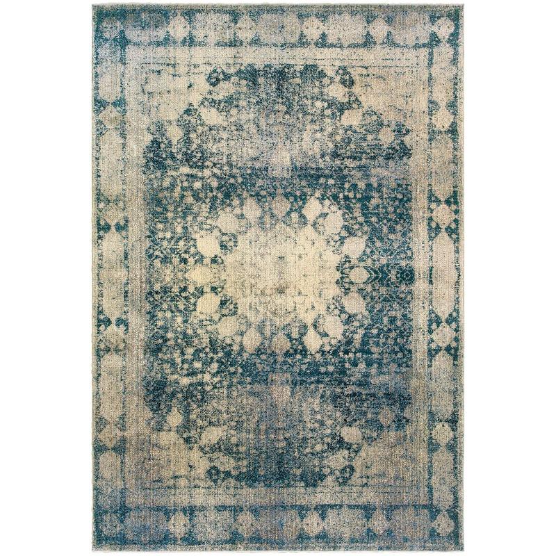 Empire 4445S Ivory/ Blue Indoor Area Rug - 9'10" x 12'10"