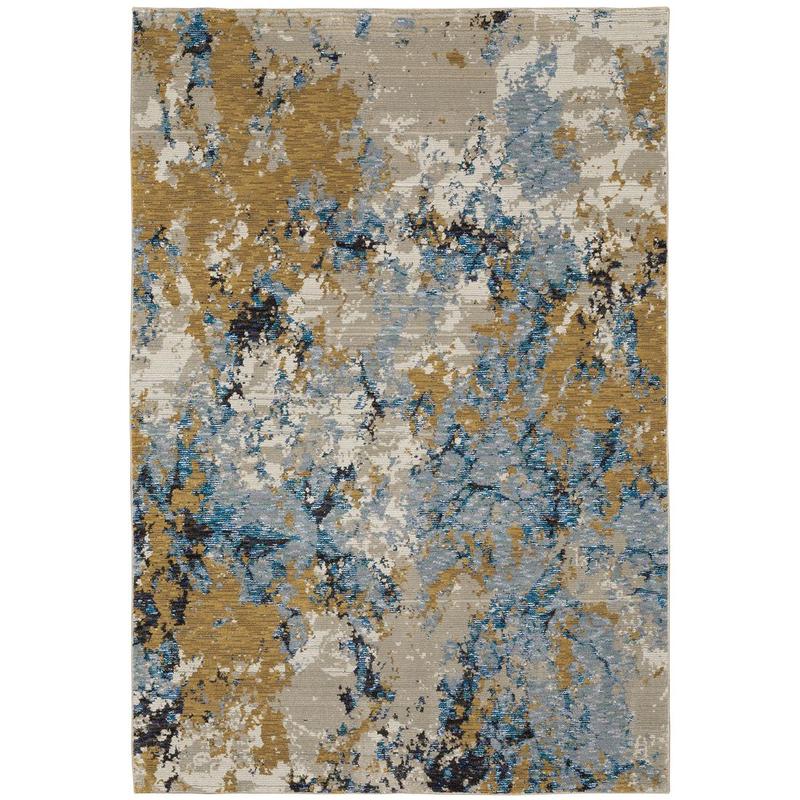 Evolution 0980A Blue/ Gold Indoor Area Rug - 1'10" x 3'2"