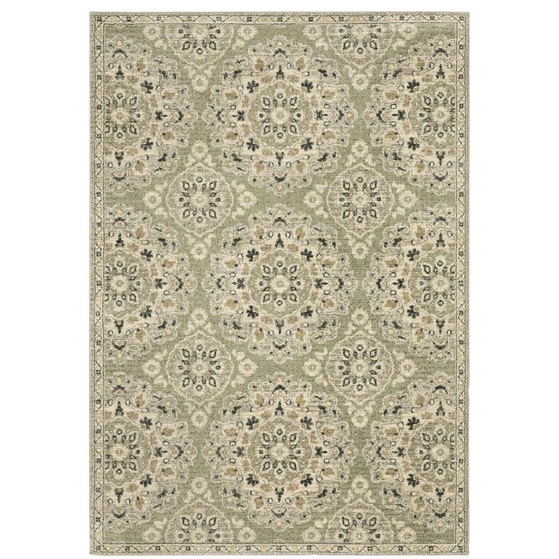 Florence 4334E Sage/ Ivory Indoor Area Rug - 7'10" x 10'10"