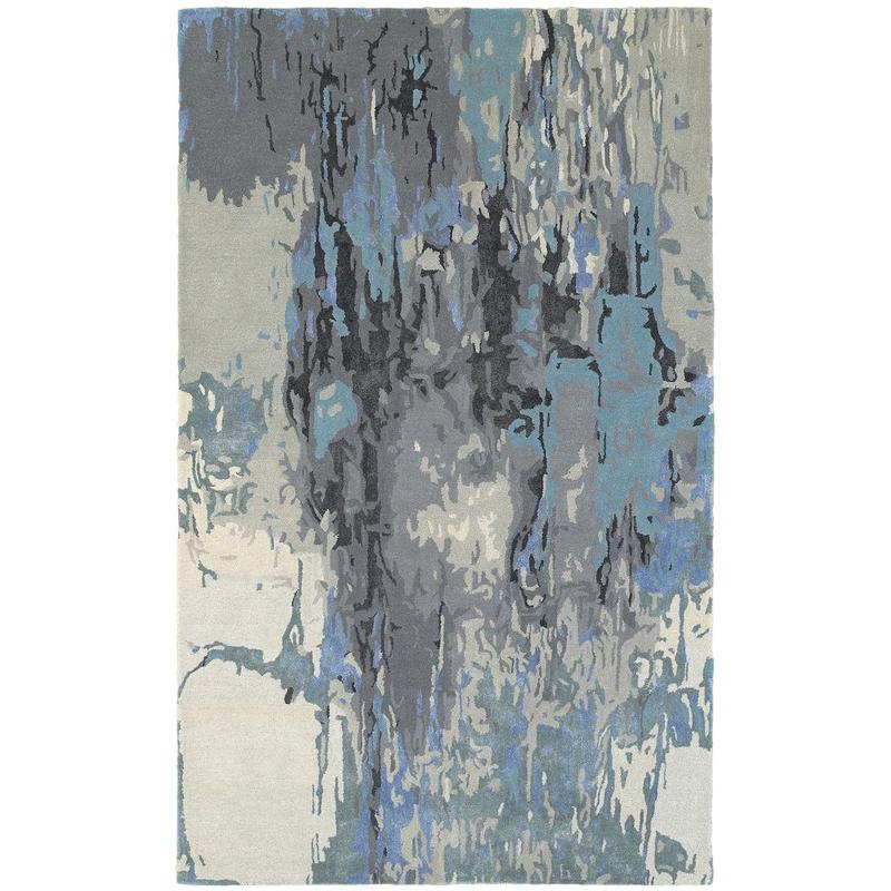 Galaxy 21906 Blue/ Grey Hand-crafted Wool Blend Area Rug - 3'6" x 5'6"
