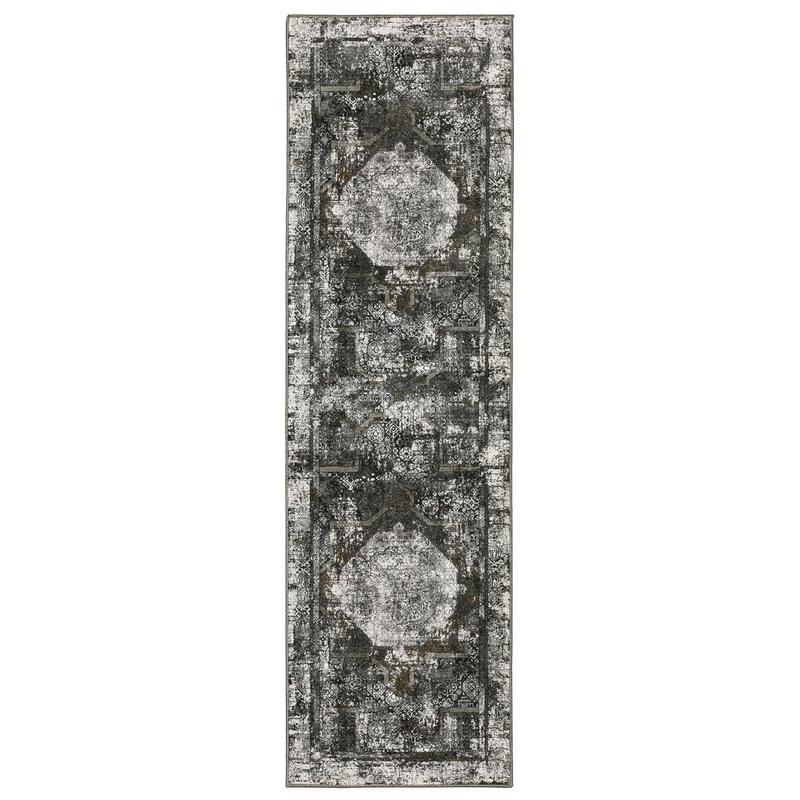 Gemini 090O2 Charcoal/ Grey Indoor Area Rug - 2'3" x 7'6"