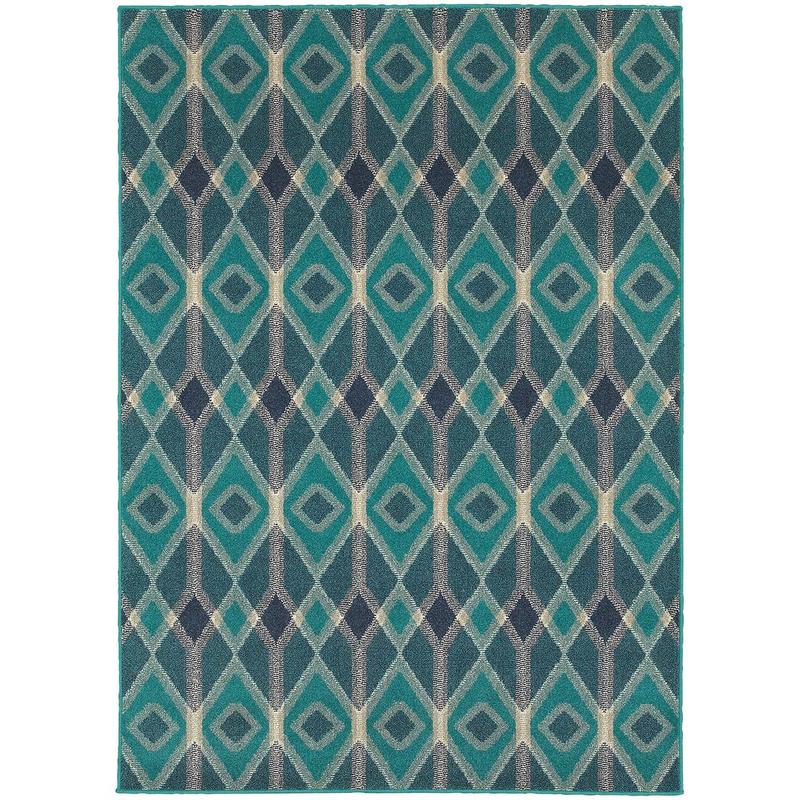 Highlands 6627B Blue/ Teal Indoor Area Rug - 3'10" x 5'5"