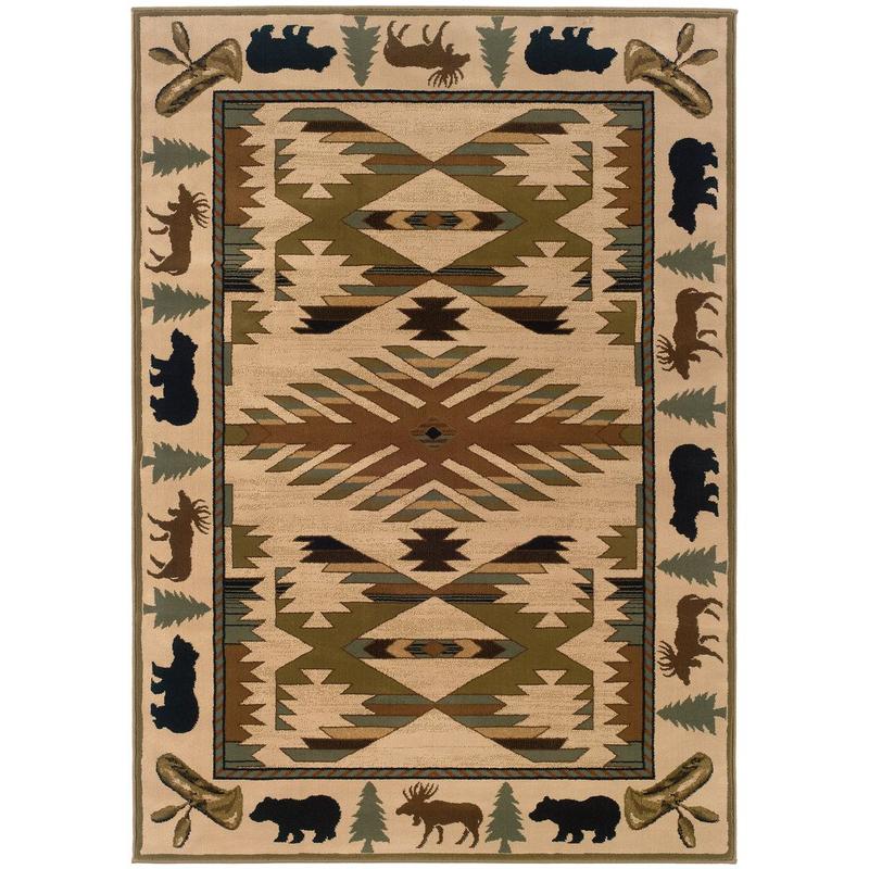 Hudson 1072A Ivory/ Green Indoor Area Rug - 1'10" x 3'3"