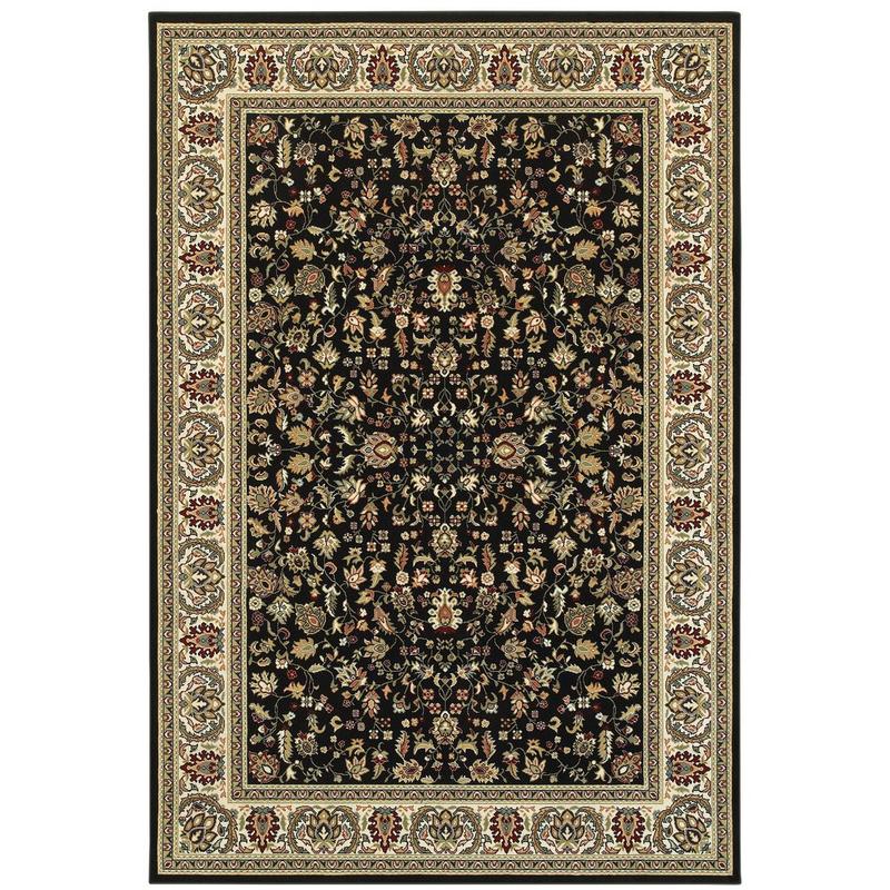 Kashan 108B1 Black/ Ivory Indoor Area Rug