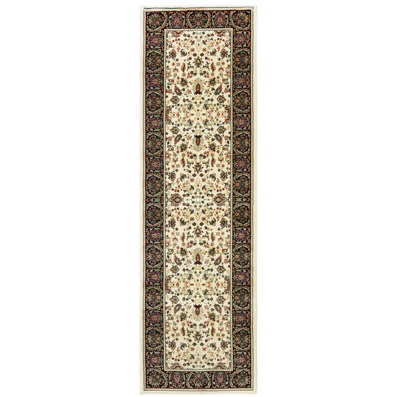 Kashan 108X1 Ivory/ Black Indoor Area Rug - 2'3" x 7'6"