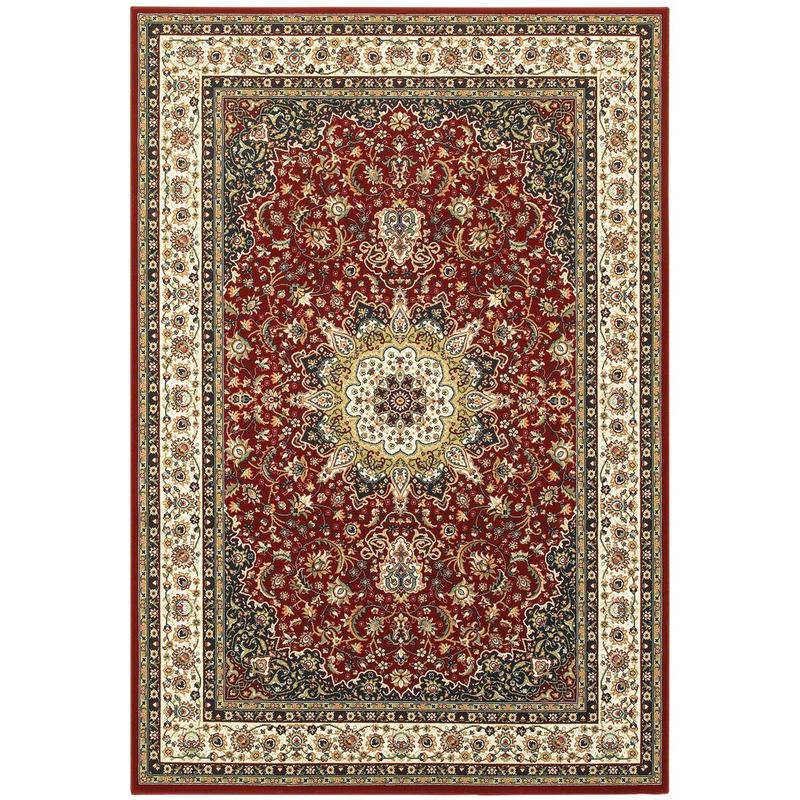 Kashan 119N1 Red/ Ivory Indoor Area Rug - 6'7" x 9'6"