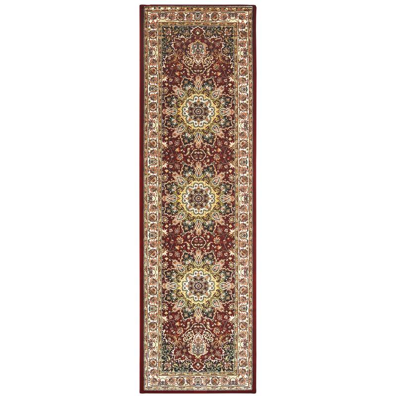 Kashan 119N1 Red/ Ivory Indoor Area Rug - 2'3" x 7'6"
