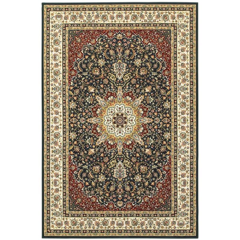 Kashan 119U1 Navy/ Ivory Indoor Area Rug