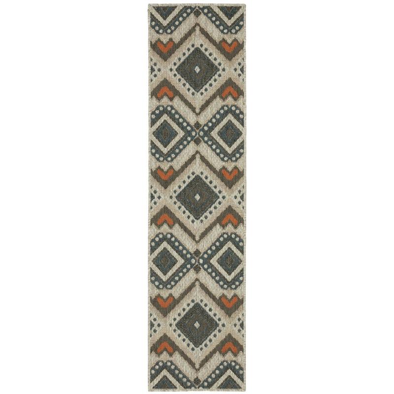 Latitude 002X3 Grey/ Orange Indoor/Outdoor Area Rug
