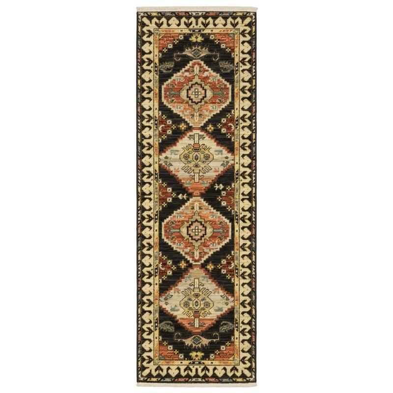 Lilihan 051K6 Charcoal/ Multi Indoor Area Rug - 2' x 6'