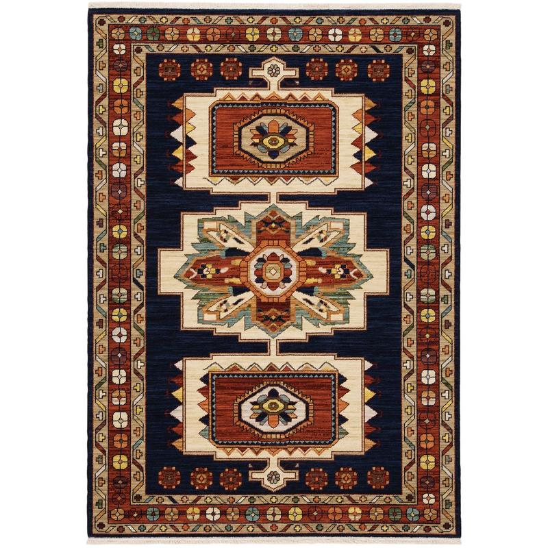 Lilihan 090B6 Blue/ Red Indoor Area Rug - 2' x 3'