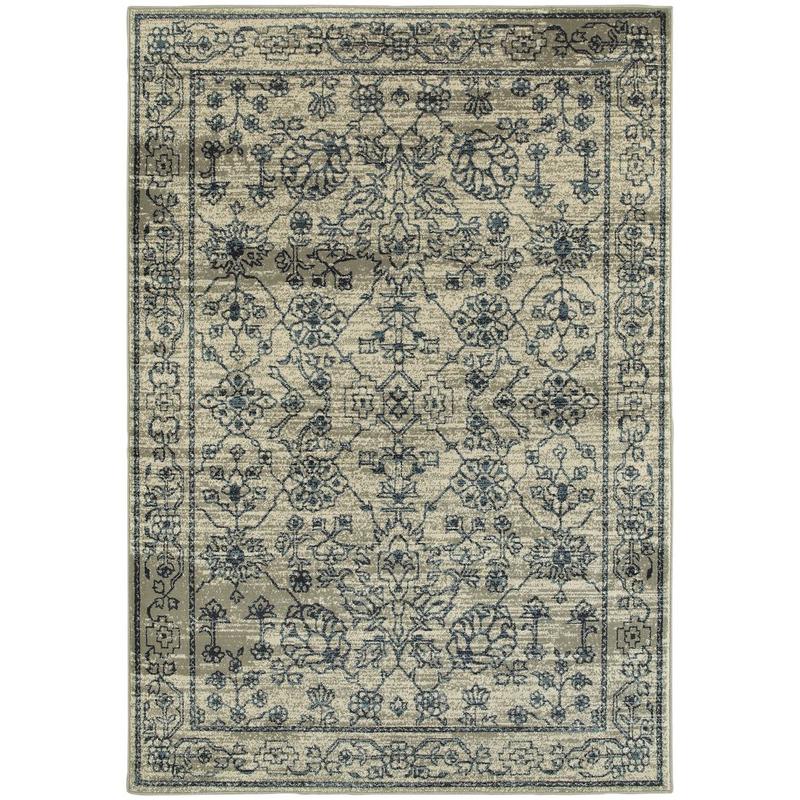 Linden 7804C Beige/ Navy Indoor Area Rug - 9'10" x 12'10"