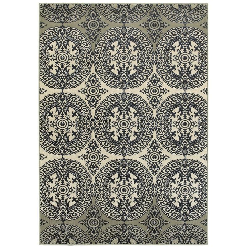 Linden 7818A Navy/ Ivory Indoor Area Rug - 9'10" x 12'10"