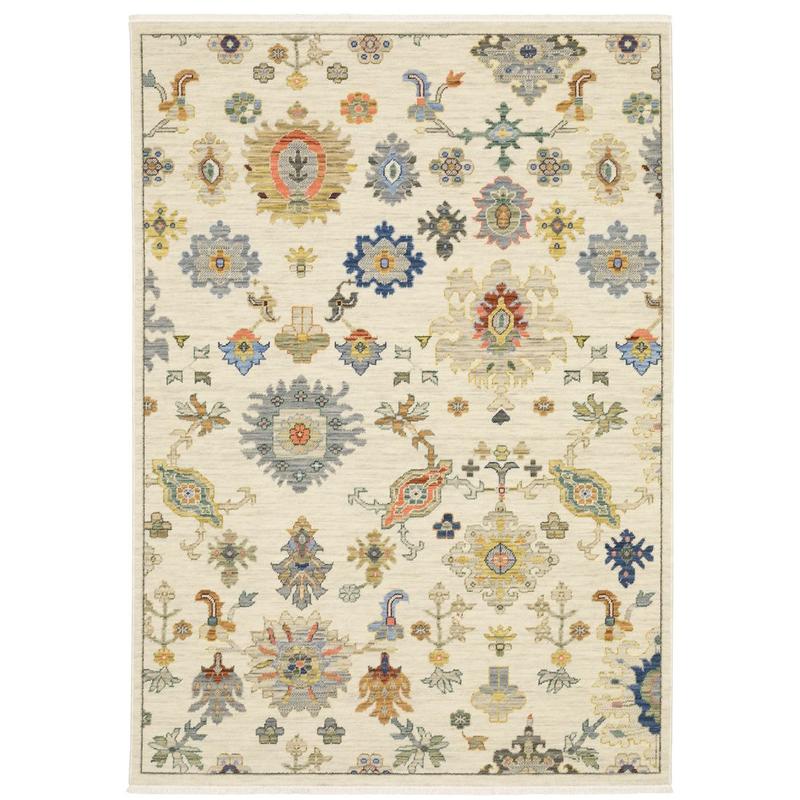 Lucca 5507W Ivory/ Multi Indoor Area Rug - 5'3" x 7'6"