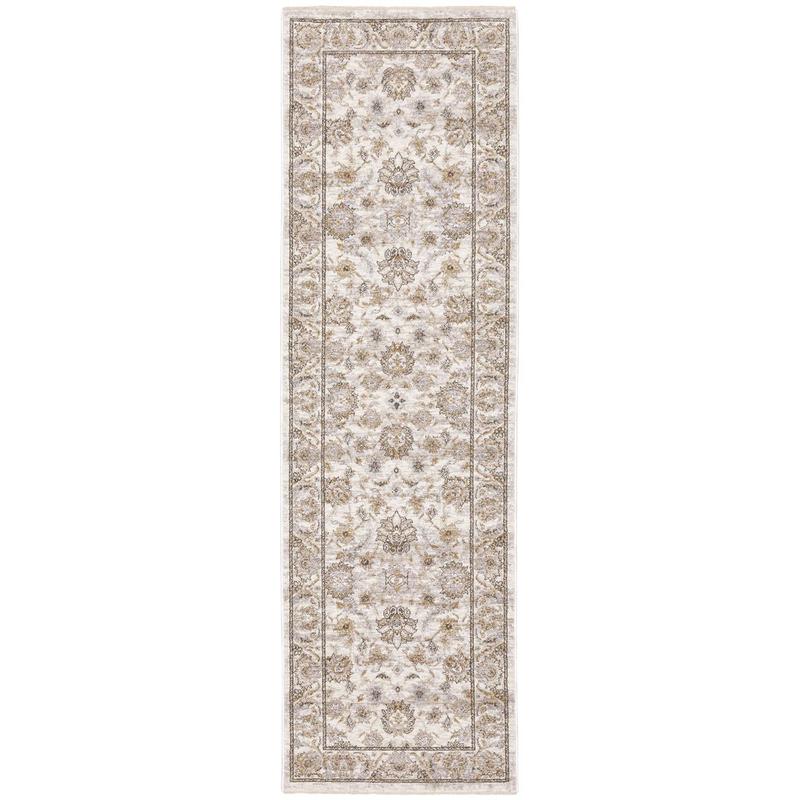 Maharaja 070W1 Ivory/ Grey Indoor Area Rug - 2'3" x 7'6"