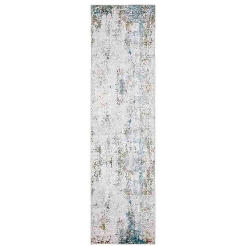 Malibu MAL06 Ivory/ Blue Machine Washable Indoor Area Rug - 2' x 8'