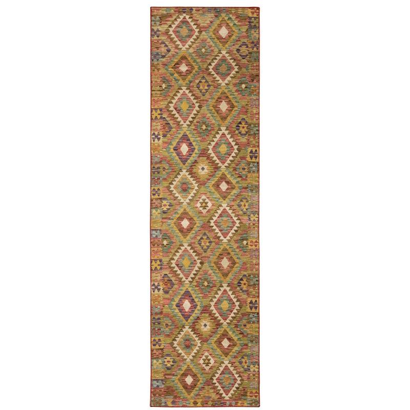 Malibu MAL07 Gold/ Multi Machine Washable Indoor Area Rug - 2' x 8'