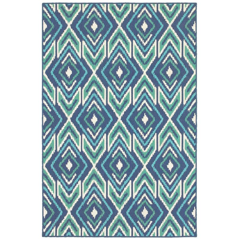 Meridian 2209B Navy/ Green Indoor/Outdoor Area Rug - 1'10" x 2'10"