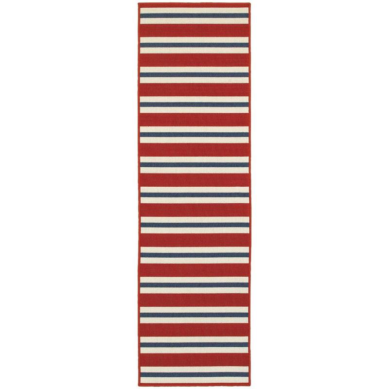 Meridian 5701R Red/ Blue Indoor/Outdoor Area Rug - 2'3" x 7'6"