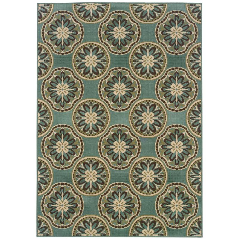 Montego 8323L Blue/ Ivory Indoor/Outdoor Area Rug - 5'3" x 7'6"