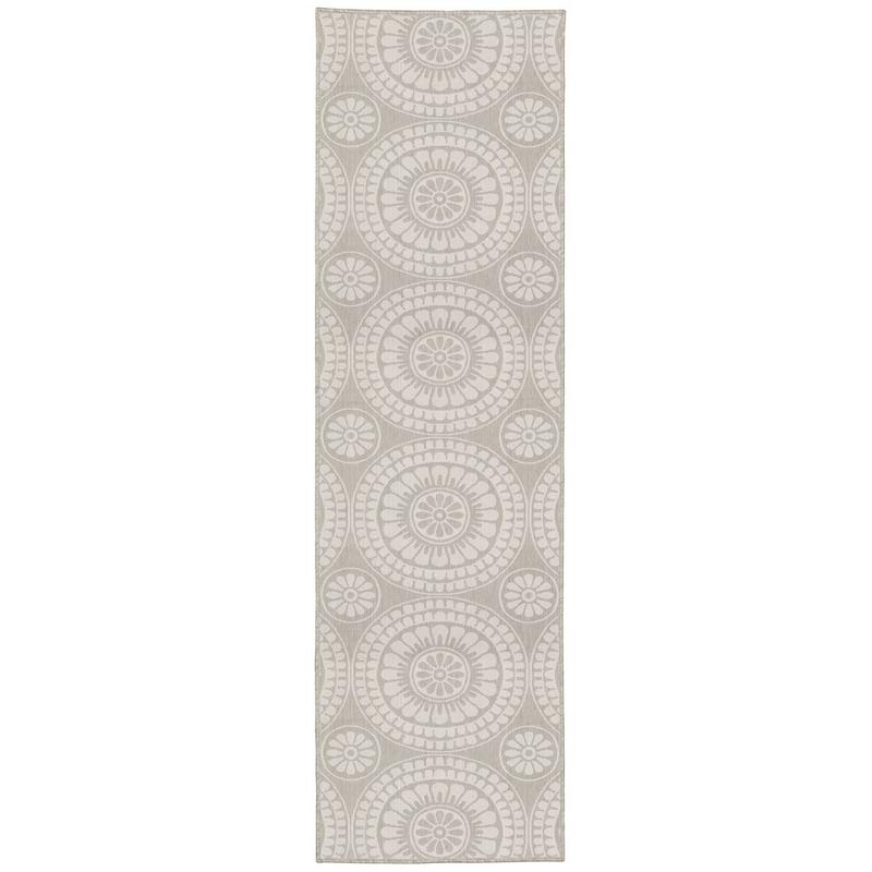 Portofino 1832H Grey/ Ivory Indoor/Outdoor Area Rug - 1'10" x 7'3"