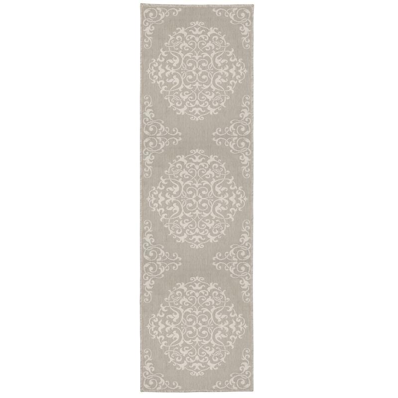 Portofino 6649W Taupe/ Ivory Indoor/Outdoor Area Rug - 1'10" x 7'3"
