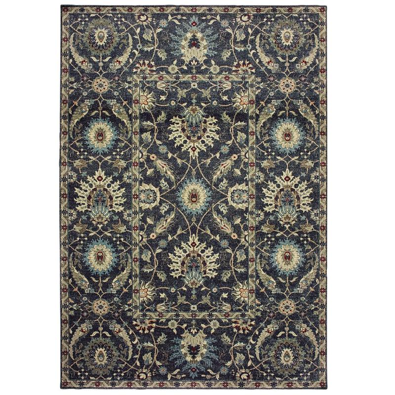 Raleigh 022K5 Navy/ Ivory Indoor Area Rug - 9'10" x 12'10"