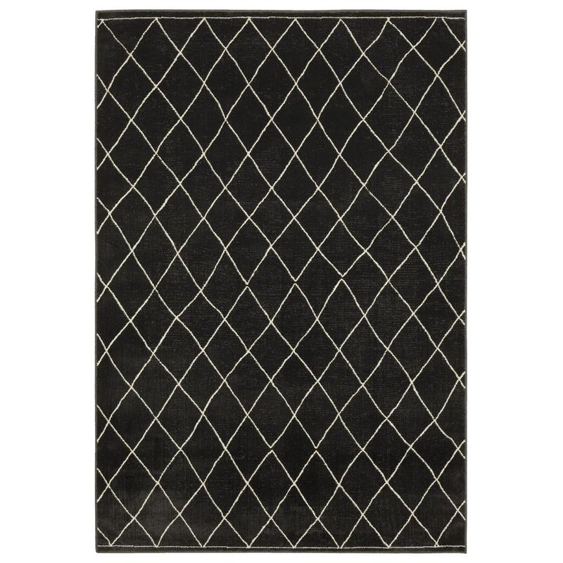 Raylan RAY12 Charcocal/Ivory Indoor Area Rug - 3'3" x 5'