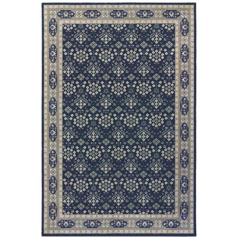 Richmond 119B3 Navy/ Grey Indoor Area Rug - 9'10" x 12'10"