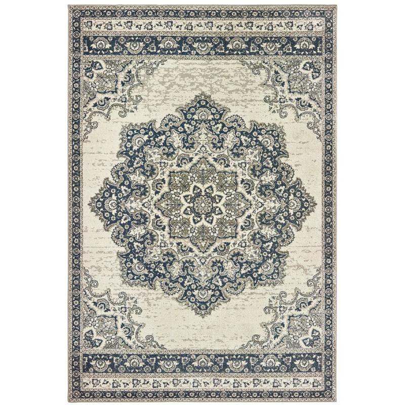 Richmond 5504I Ivory/ Navy Indoor Area Rug - 9'10" x 12'10"
