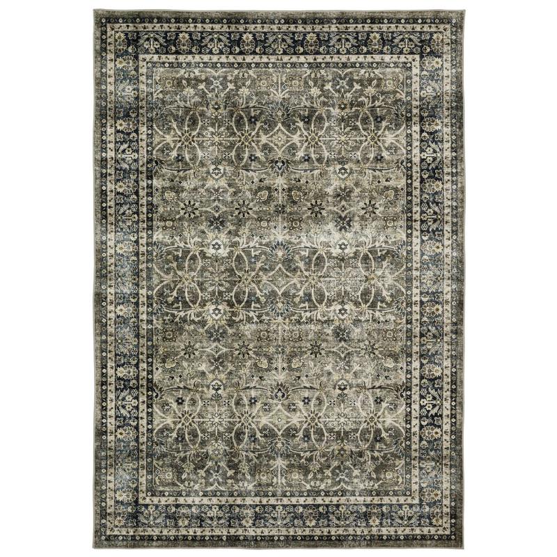 Sumter SUM06 Charcoal Grey/ Blue Machine Washable Indoor Area Rug - 3'6" x 5'6"
