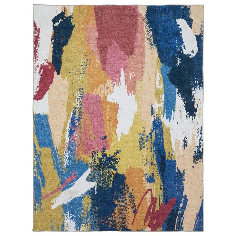 Sumter SUM09 Blue/ Gold Machine Washable Indoor Area Rug - 3'6" x 5'6"