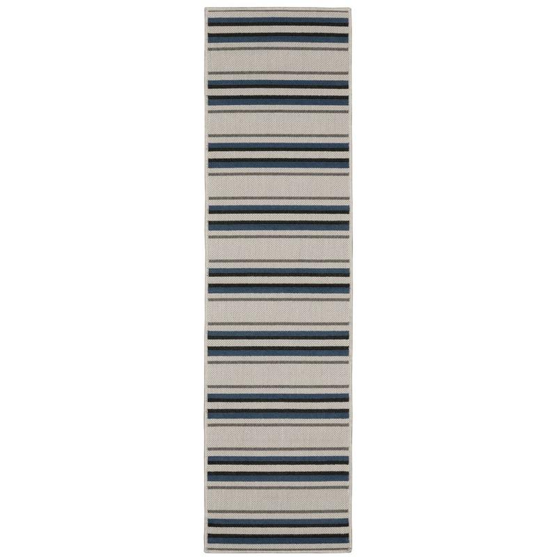 Torrey 5571Y Light Grey/ Blue Indoor/Outdoor Area Rug - 1'10" x 7'3"