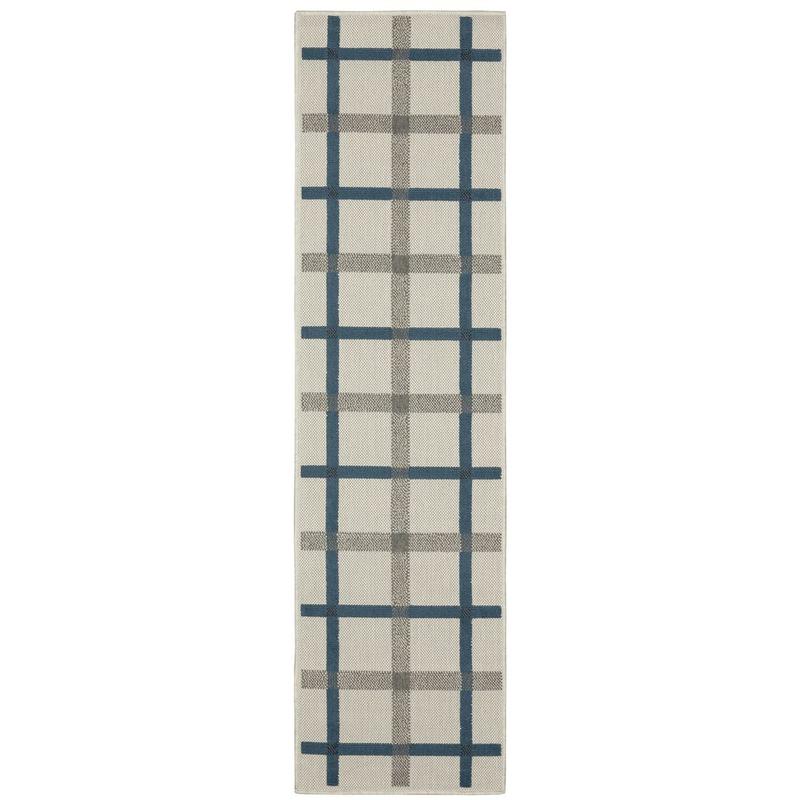 Torrey 7150H Light Grey/ Blue Indoor/Outdoor Area Rug - 1'10" x 7'3"