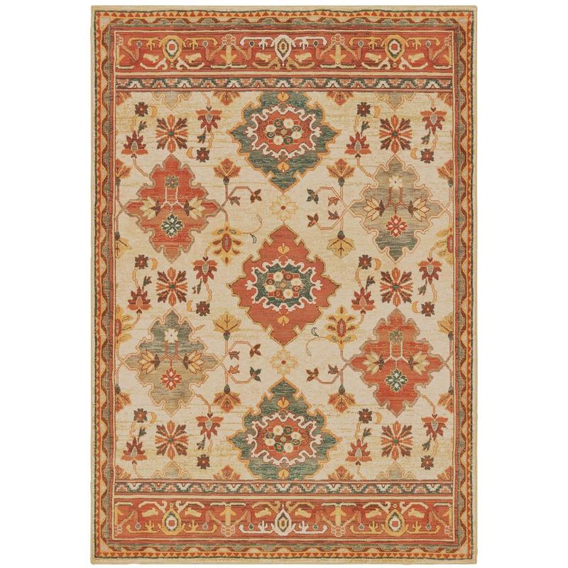Toscana 9570A Ivory/ Orange Indoor Area Rug - 9'10" x 12'10"