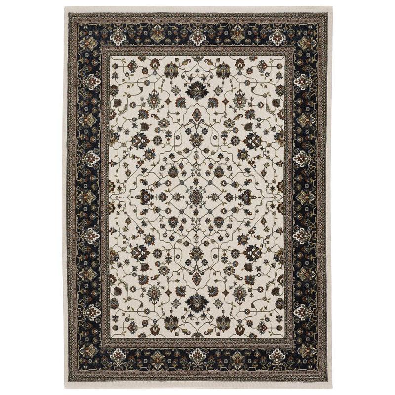 Vivian VI02B Ivory/ Navy Indoor Area Rug - 3'10" x 5'5"