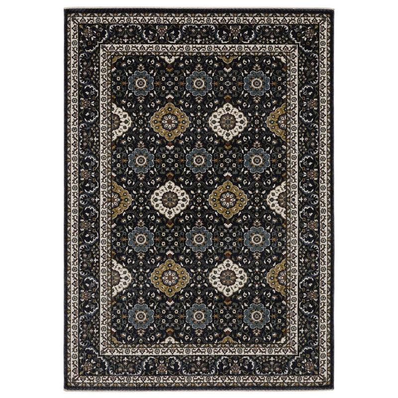 Vivian VI04C Navy/ Gold Indoor Area Rug - 2'3" x 7'6"