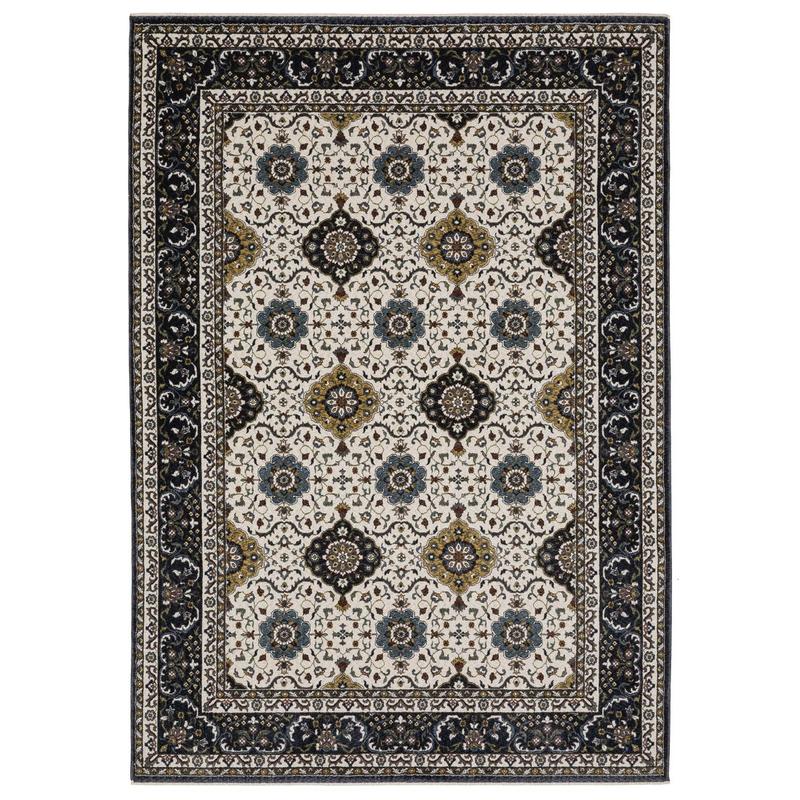 Vivian VI04D Ivory/ Navy Indoor Area Rug - 2'3" x 7'6"