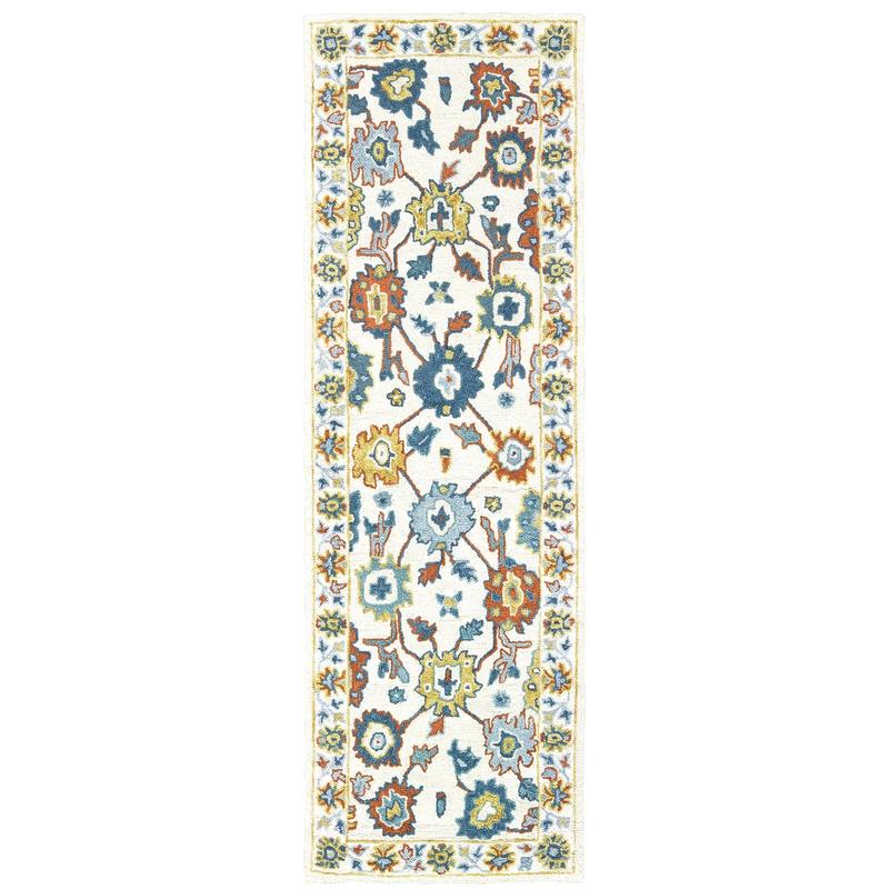 Zahra 75507 Ivory/ Gold Hand-crafted Wool Area Rug - 2'6" x 8'