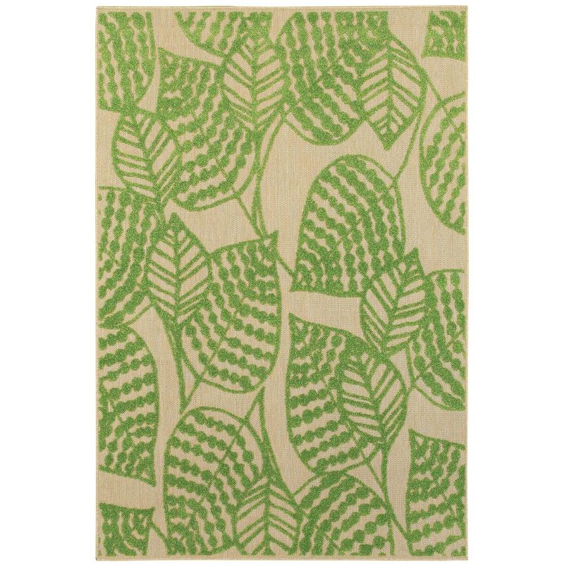 Cayman 566F9 Sand/ Green Indoor/Outdoor Area Rug - 3'10" x 5'5"
